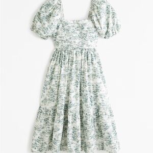 Abercrombie Emerson poplin puff sleeve midi dress